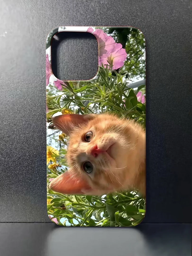 横屏花朵中的猫咪手机壳适用于苹果16promax17华为荣耀vivo小米等