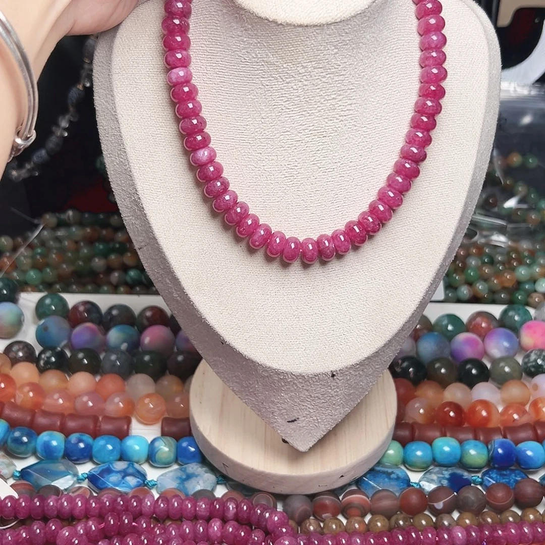 玛瑙/玉髓合金珠宝半成品x497 11m 碧玺算盘珠一条