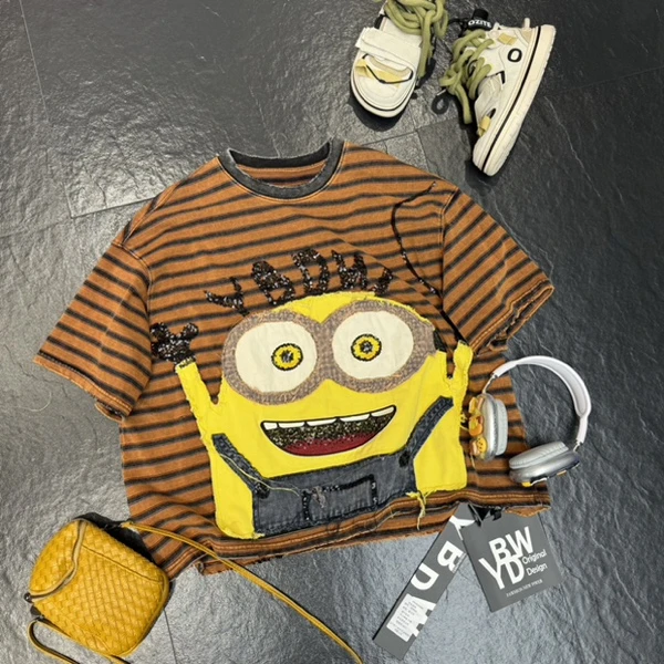 新款条纹小黄人短袖潮牌（YBDW原创正版） 69028