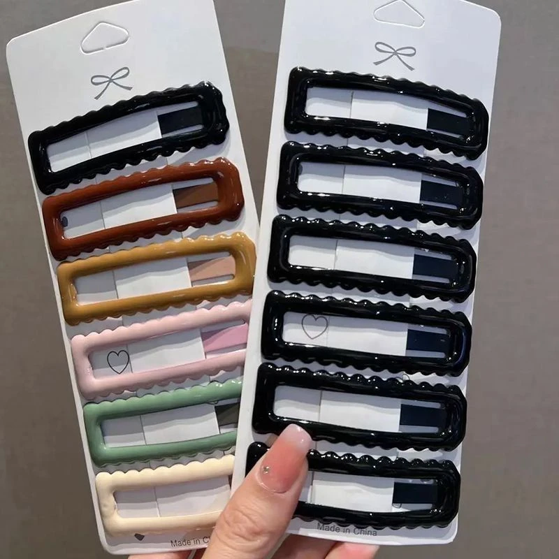 黑色简约方形侧边碎发刘海夹子头饰后脑勺发夹2025抖音网红bb夹女