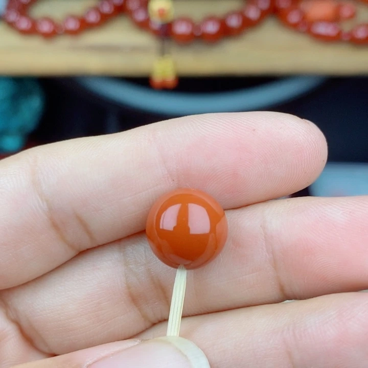 人***梦未镶嵌颈饰玛瑙/玉髓南红圆珠11.6