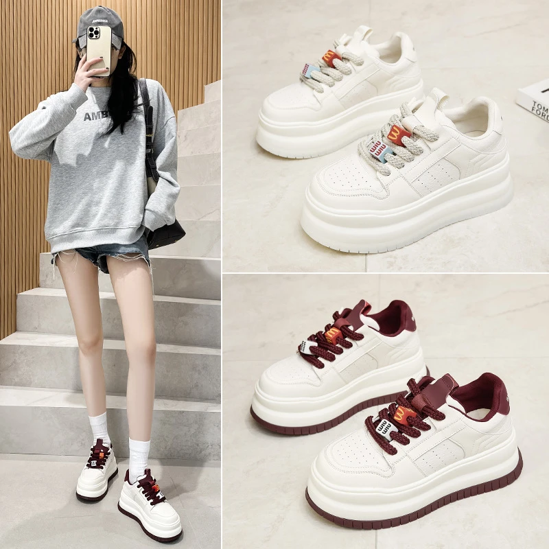 增高6CM小白鞋女2025春季新款厚底运动板鞋休闲女鞋百搭鞋子女