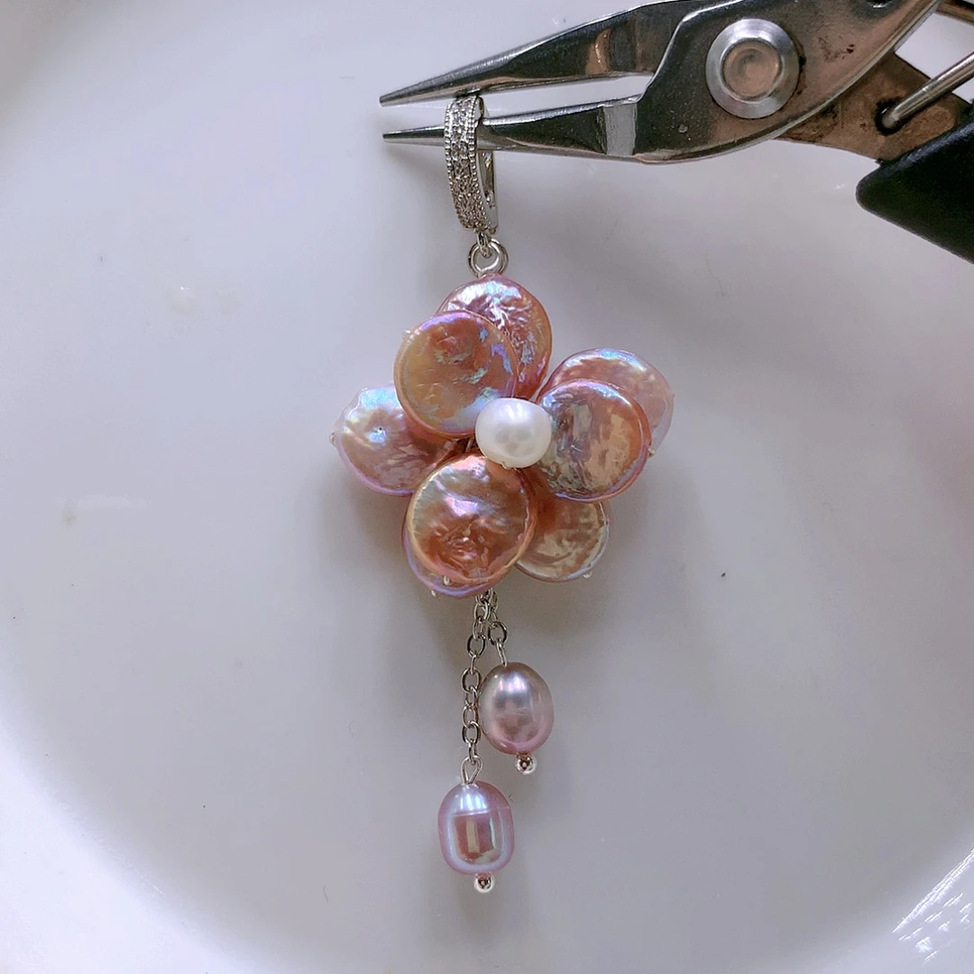 银S925镶嵌耳饰淡水珍珠