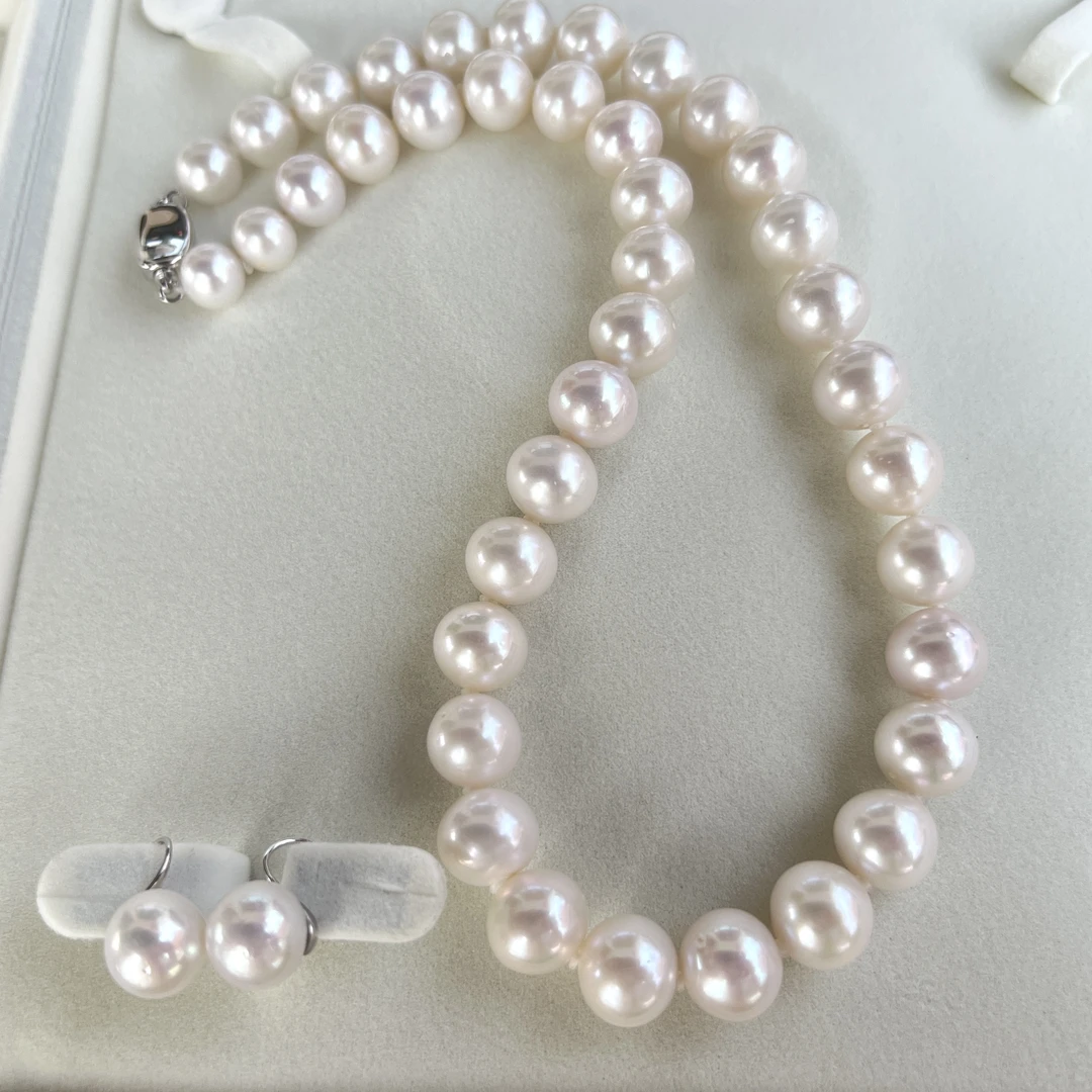 【短发七七 】【女神套装】天然淡水珍珠项链9-12mm+高跟鞋10-11mm