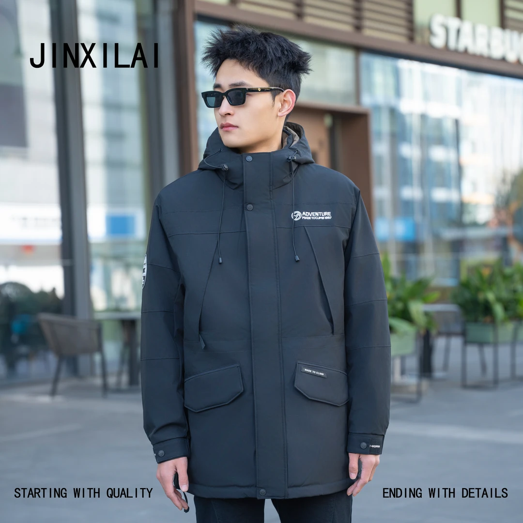 【派克服中长款】冬季新款加厚保暖防风防寒服男装连帽户外休闲外套
