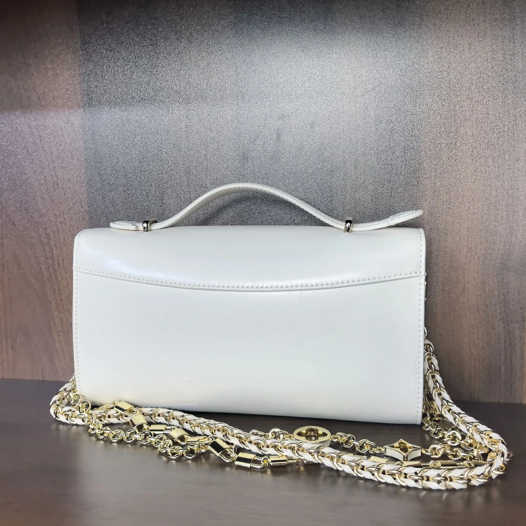 薇薇手工真皮包-白色-长25x高14-亮面法棍露-A48