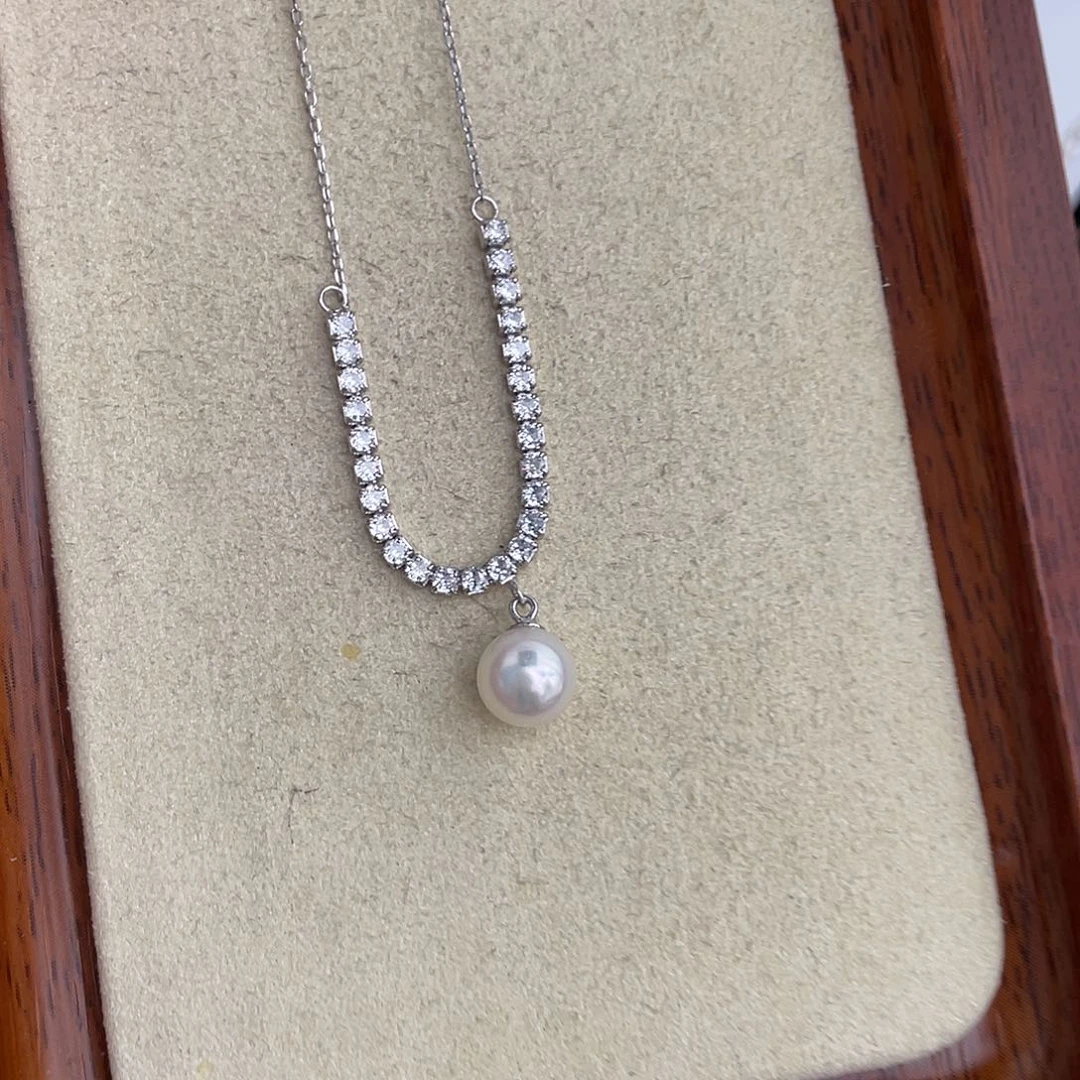 海水珍珠银S925镶嵌颈饰