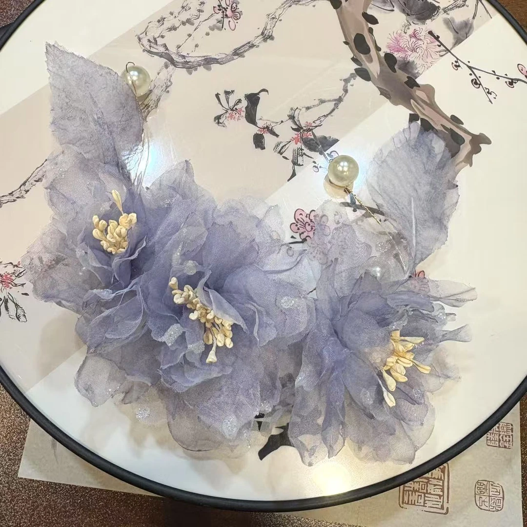 【云鬓花颜阁烫花钗梳】 紫萝凝珠（孤品）新中式汉服古风钗梳B187