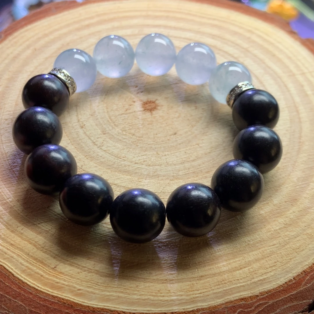 翡翠未镶嵌手链12mm冰蓝紫