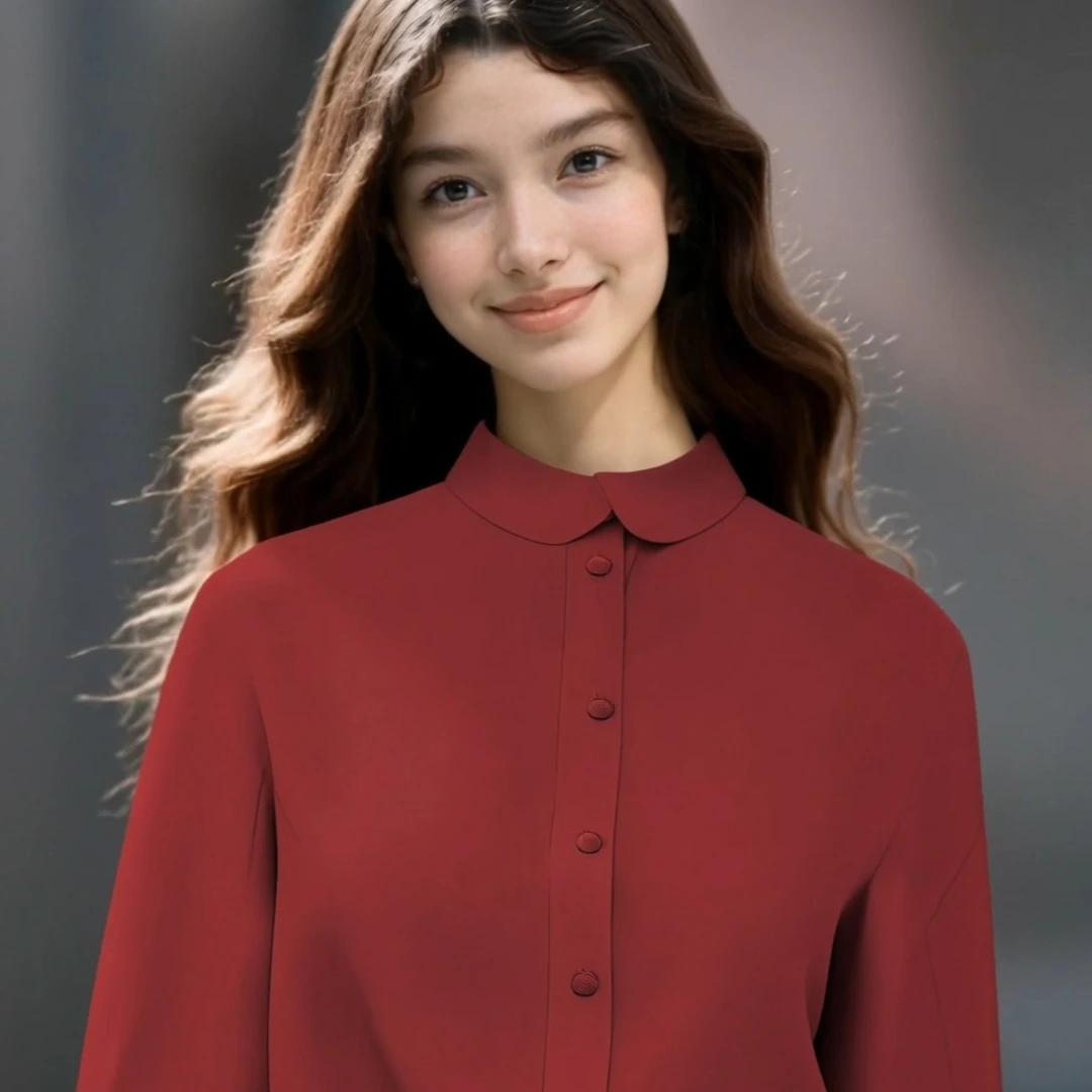 2026春夏复古重磅真丝衬衫女红色长袖桑蚕丝内搭显瘦气质上衣衬衣