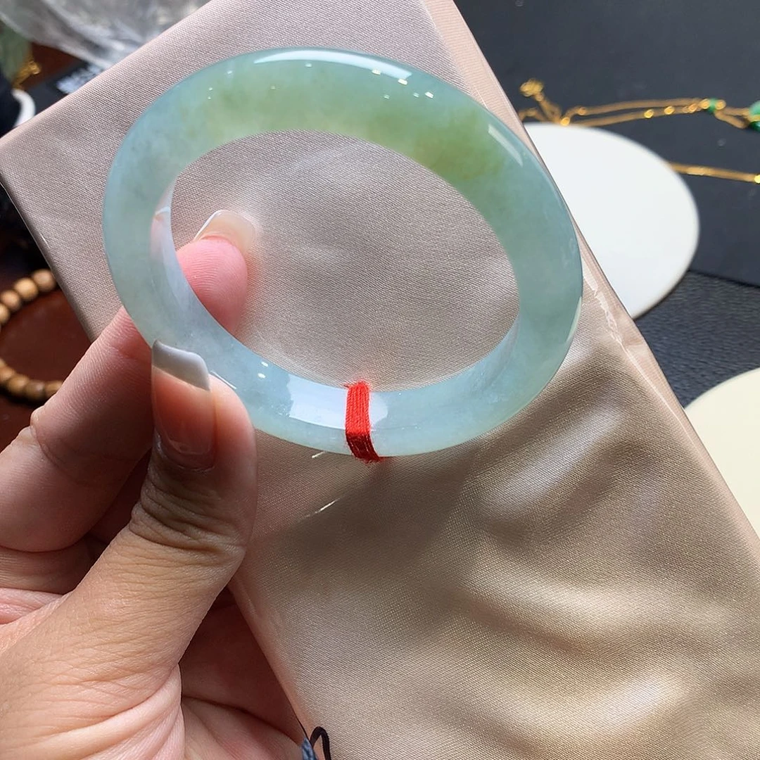 未镶嵌手镯翡翠糯冰黄加绿正圈
