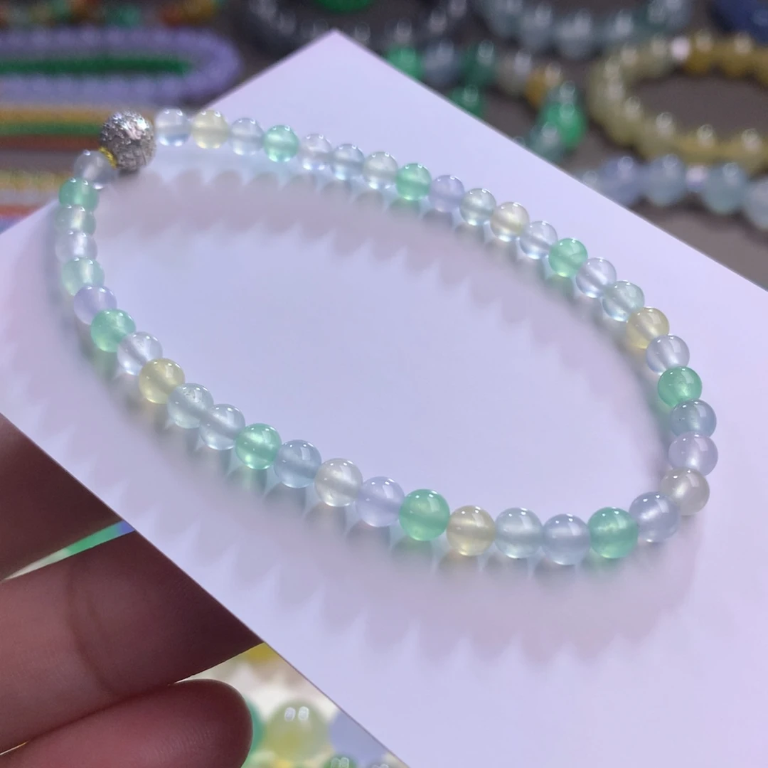 未镶嵌手链翡翠卡4 高冰玻马卡龙