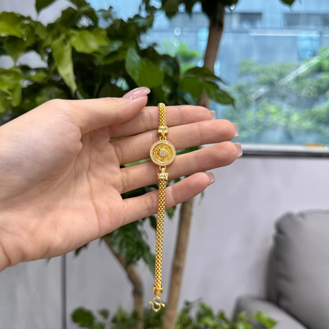 足银手链 旋转小金表 轻奢时尚百搭满分礼品女王范可旋转