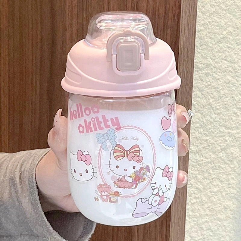 水杯新款ins风女上班族学生贴纸女生吸管杯防摔杯子双饮杯弹跳杯