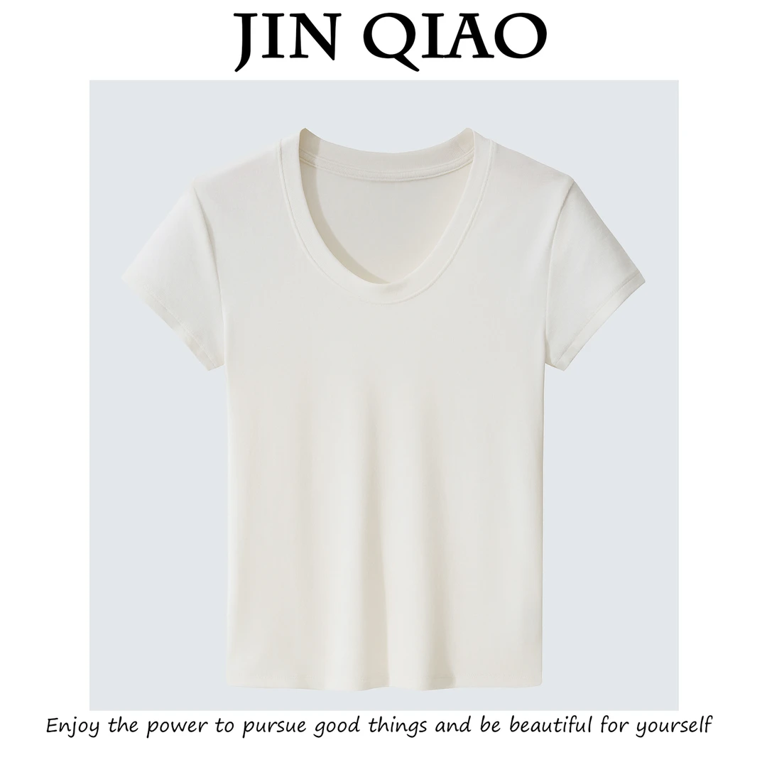 JIN QIAO【微阳】定制面料U领短袖T恤打底上衣#T6652