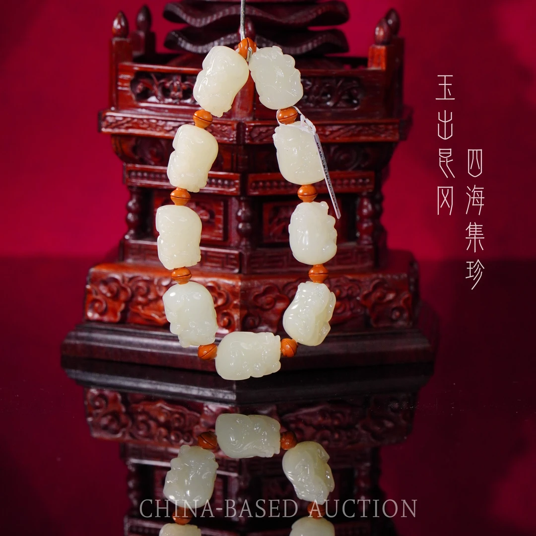 AAA级新疆且末和田玉羊脂白貔貅手串70.65g-YD10120010001005-G83