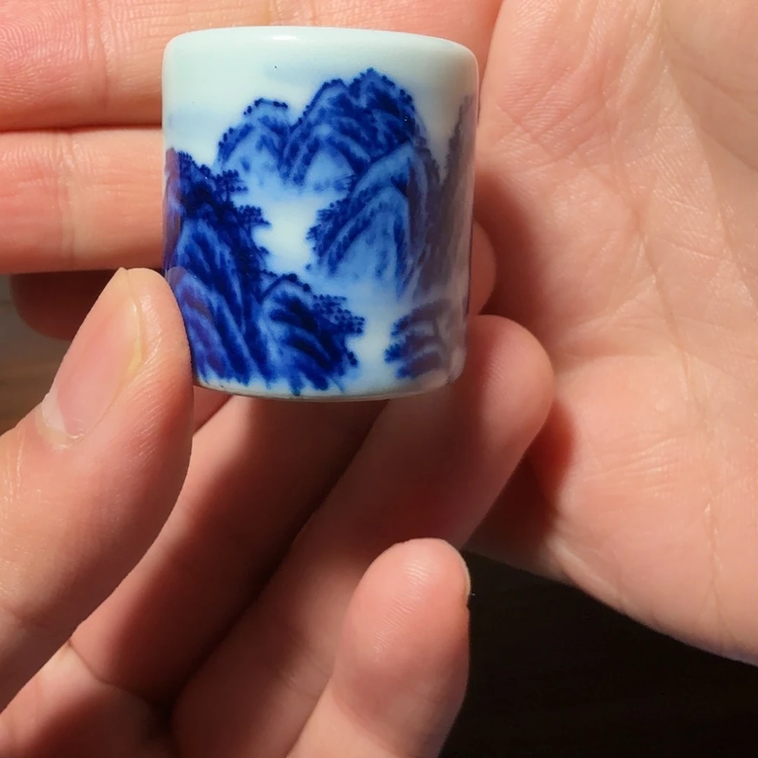 釉下青花柴窑扳指