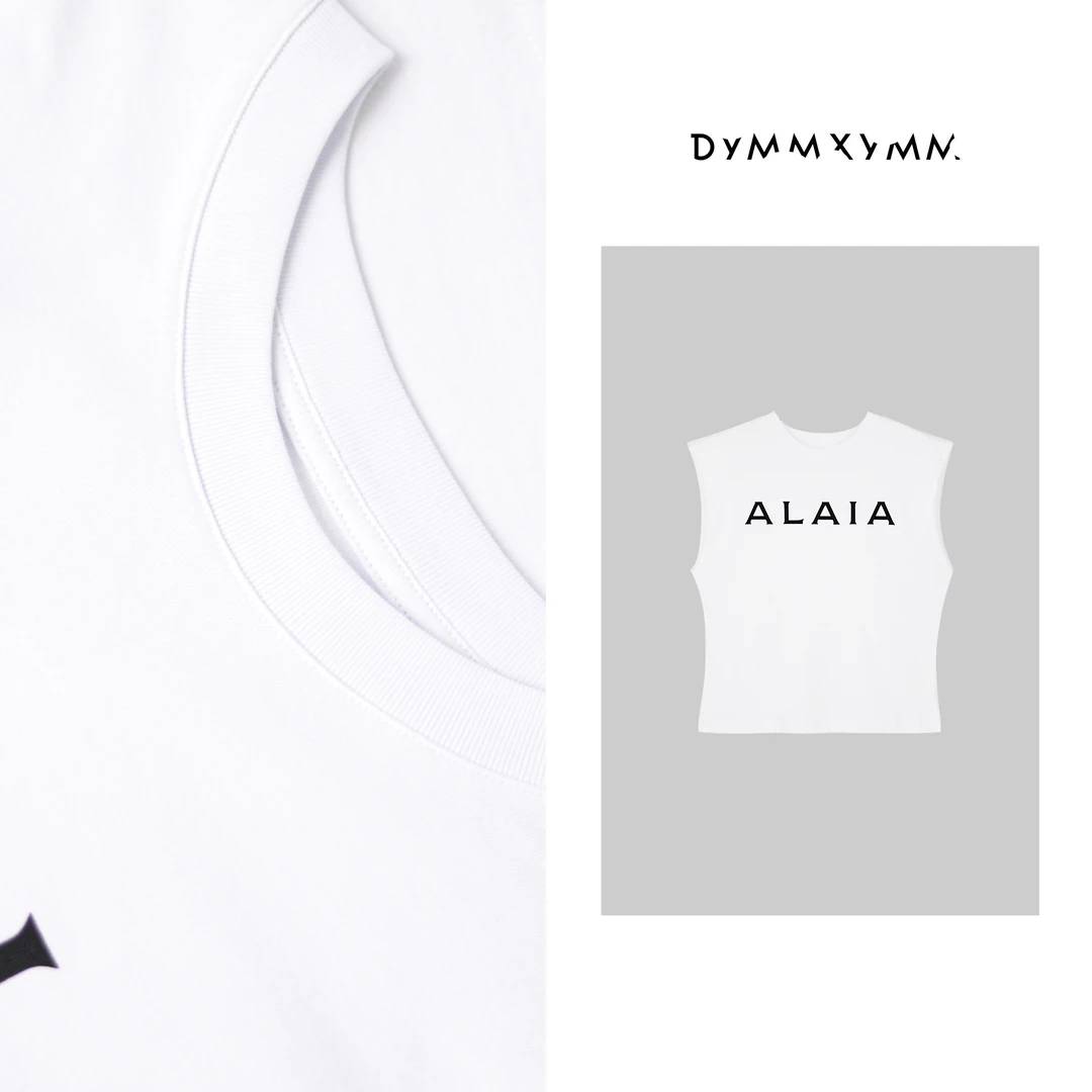 【DYMMXYMM】-早春极简风印花字母无袖白色T恤-5SS6160