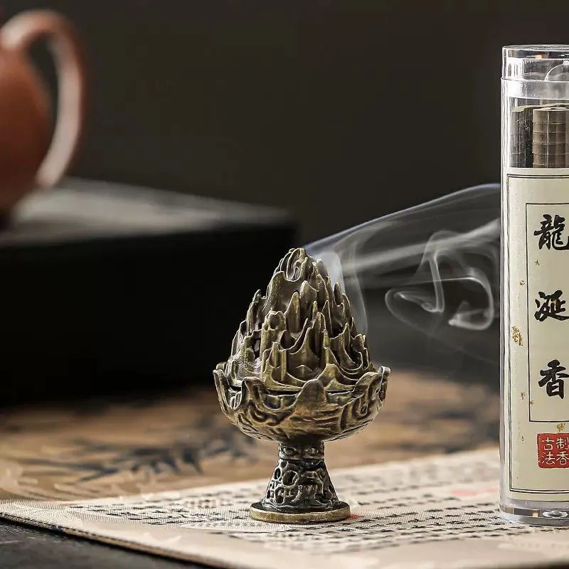 博山炉香炉合金仿古铜禅意家用室内熏鹅梨香艾草香小号古代香炉