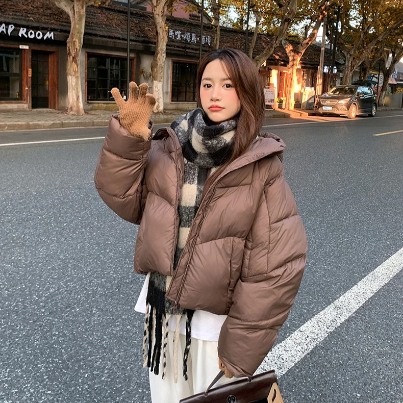 实拍新款冬季时尚简约短款棉服女时尚洋气宽松加厚保暖外套潮