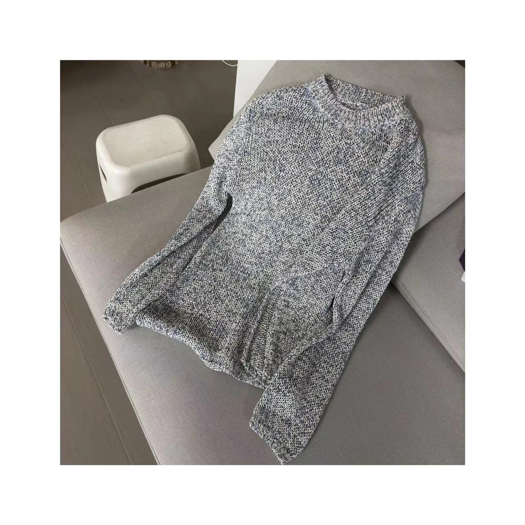 韩韩混色纱线开衫针织套衫