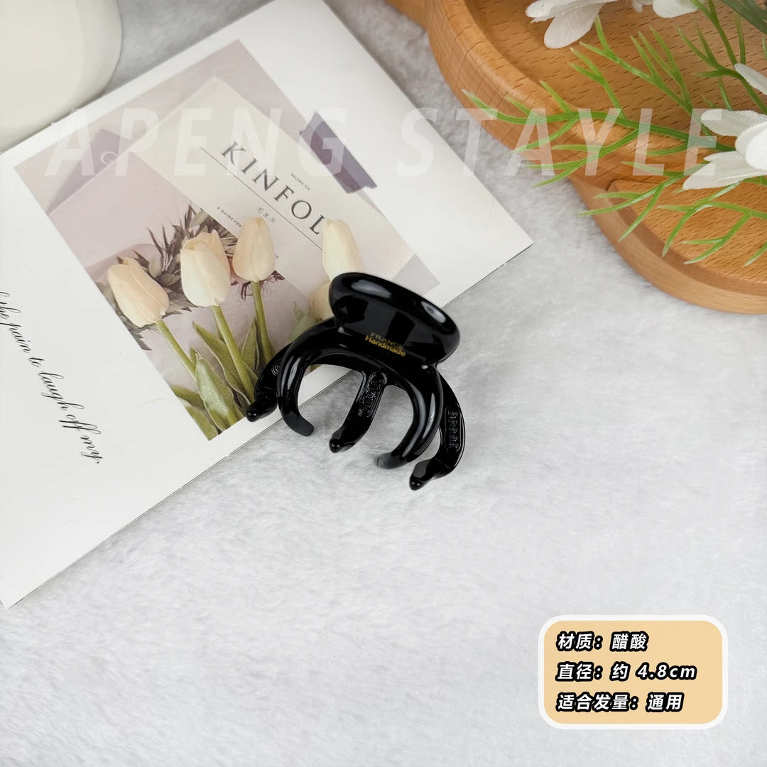 2195加厚韩ins高马尾中号抓夹黑色金标章鱼高级感发抓发夹