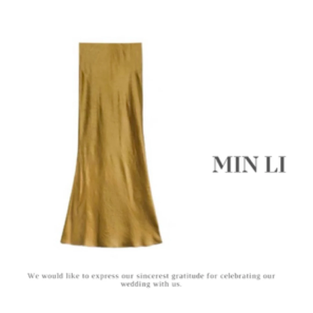 小米自留 【 MIN LI 】设计师款斜裁高级感缎面暗纹鱼尾半身长裙