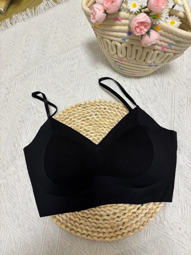 MB-04早春款螺纹棉固定一体美背小胸聚拢透气无痕内衣女