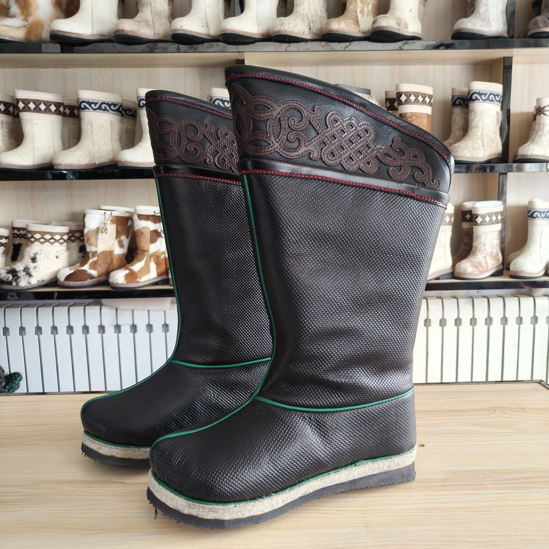 香牛皮羊毛里蒙古靴毡底靴保暖防寒