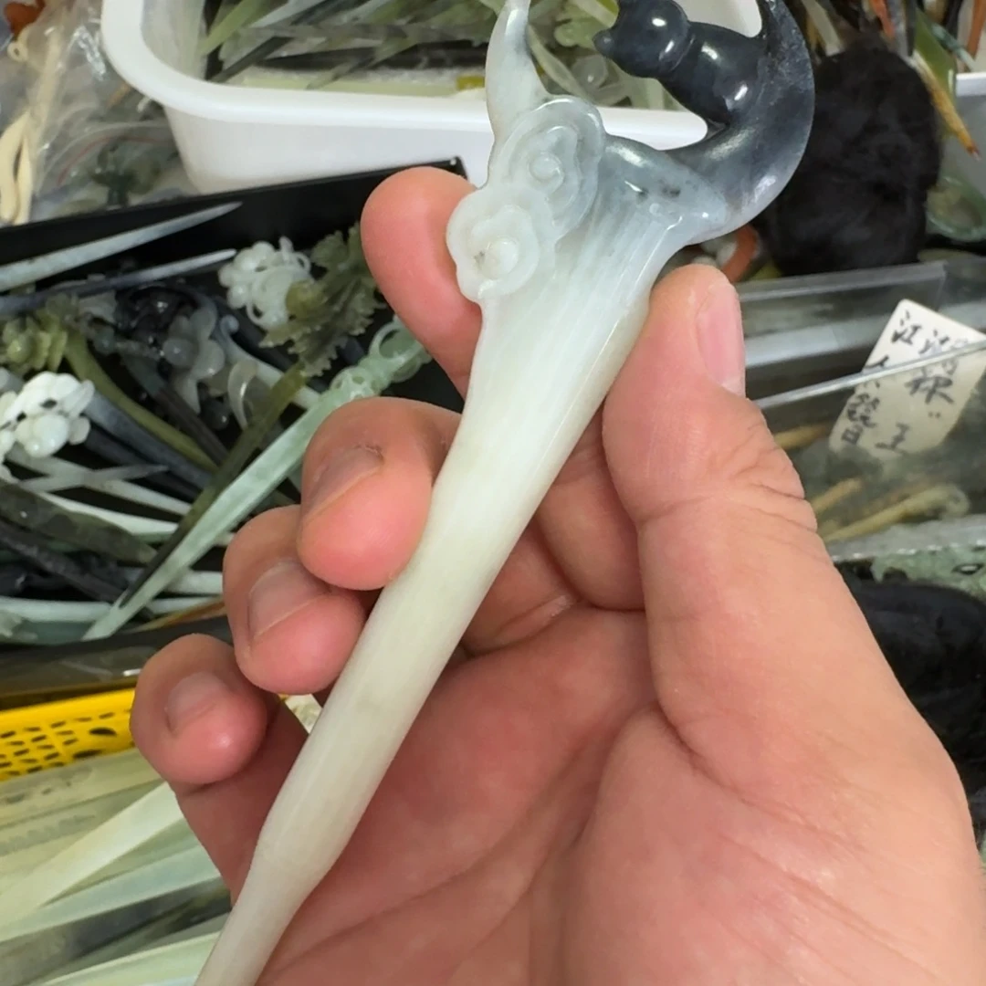 岫玉未镶嵌发饰明君玉簪就是好看