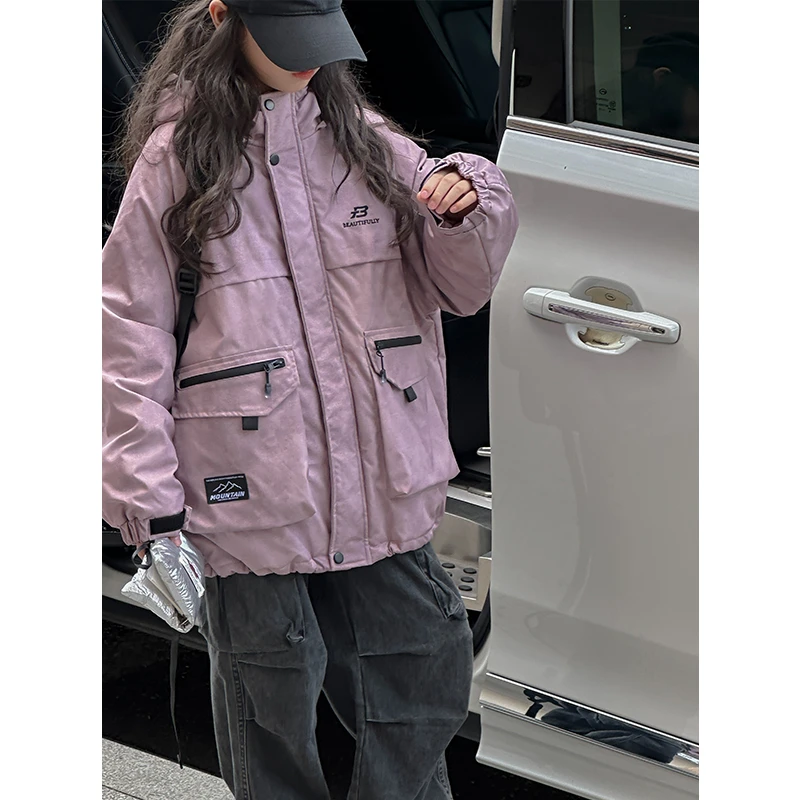 K27331孙小美KIDS女童夹棉冲锋衣2025新款秋冬装儿童连帽外套加厚