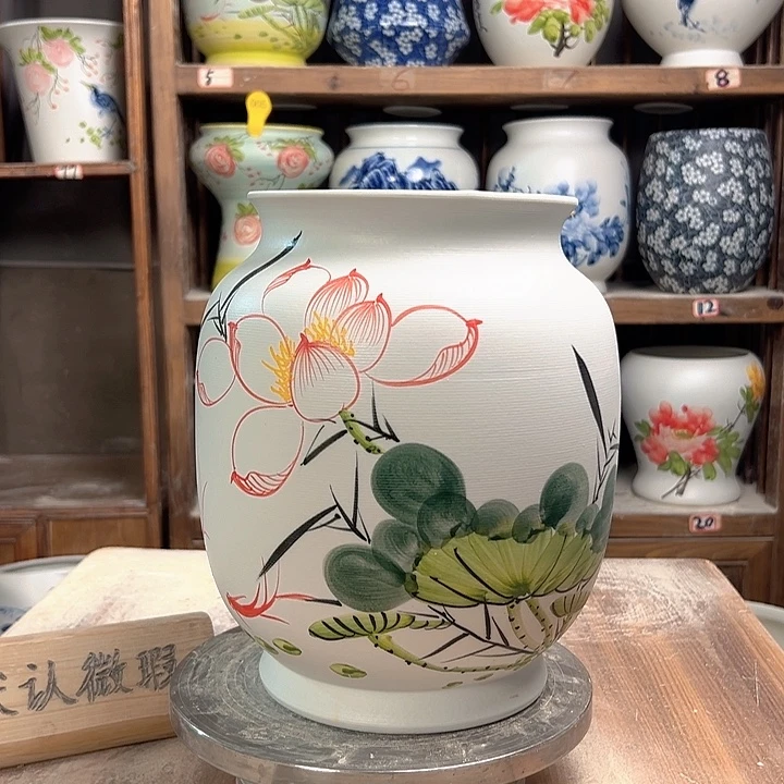 陶冬瓜高27白荷花陶瓷