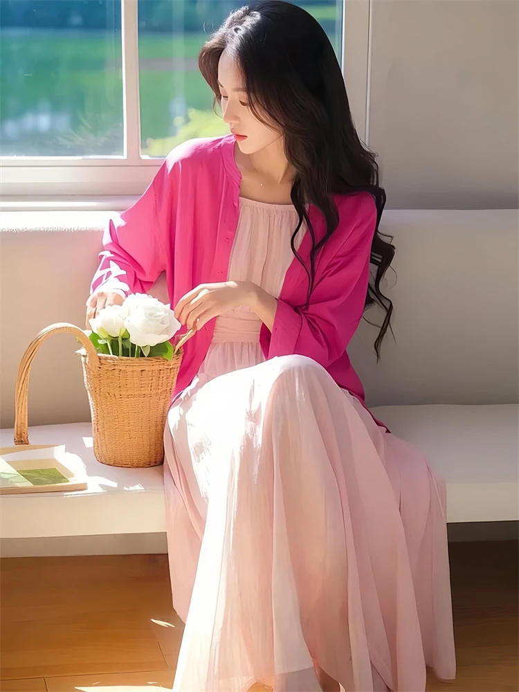 2025春季新款法式田园风搭配一整套高级感开衫雪纺连衣裙减龄套装