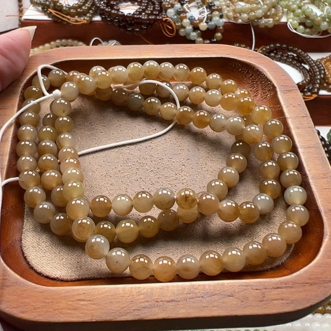 毛衣链未镶嵌和田玉珠串6mm