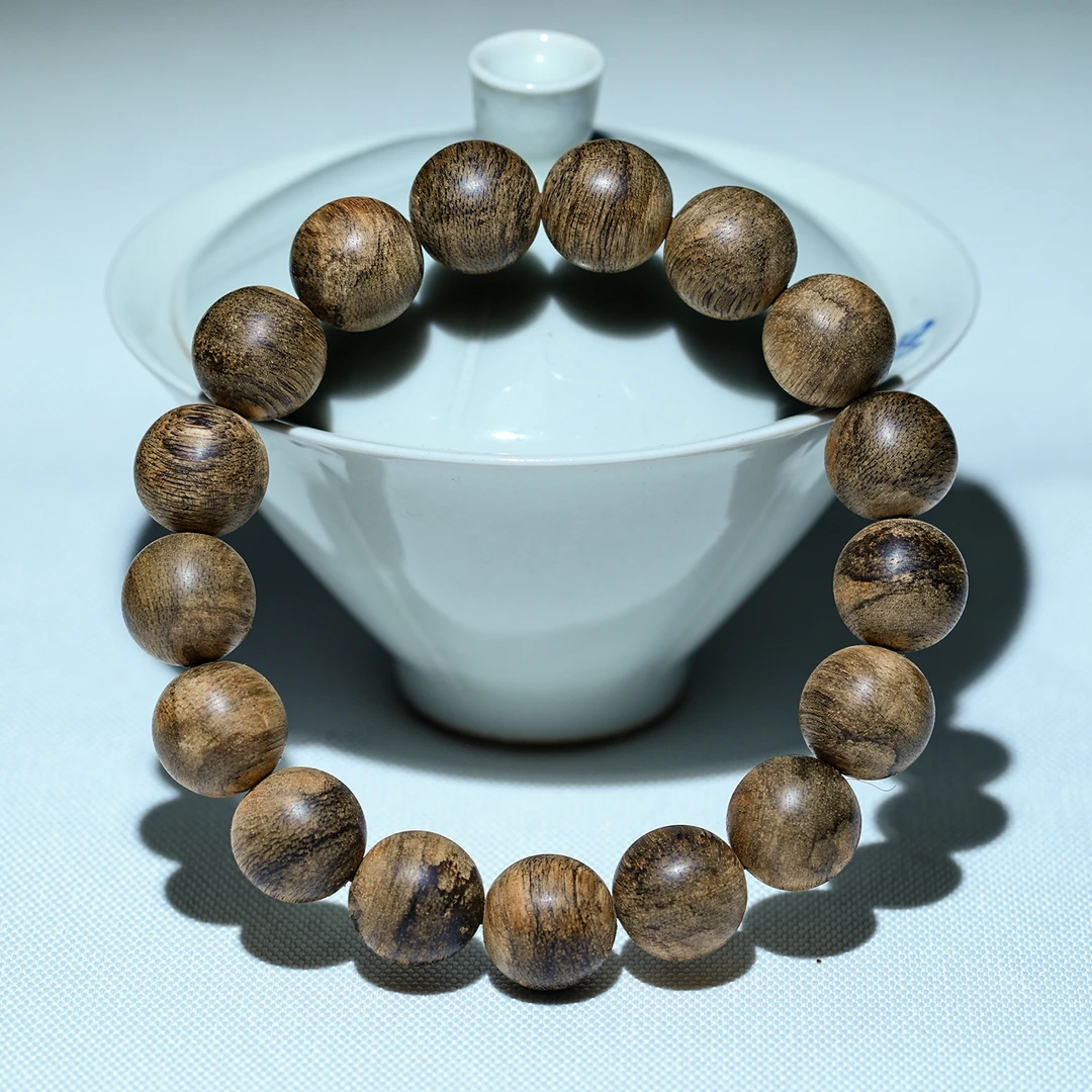 沉香越南都彭沉香手串花斑纹理佛珠13mm12克+