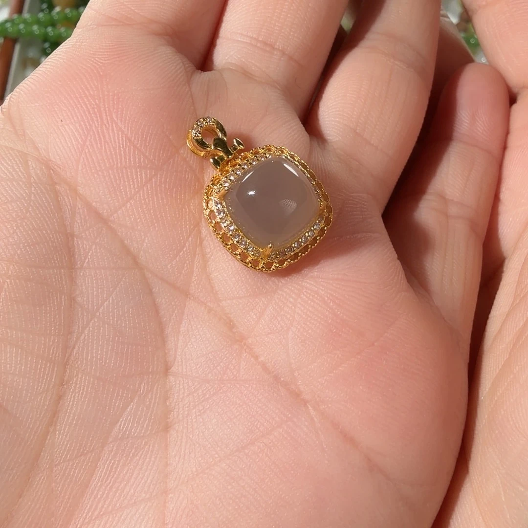 和田玉银S925镀金镶嵌颈饰