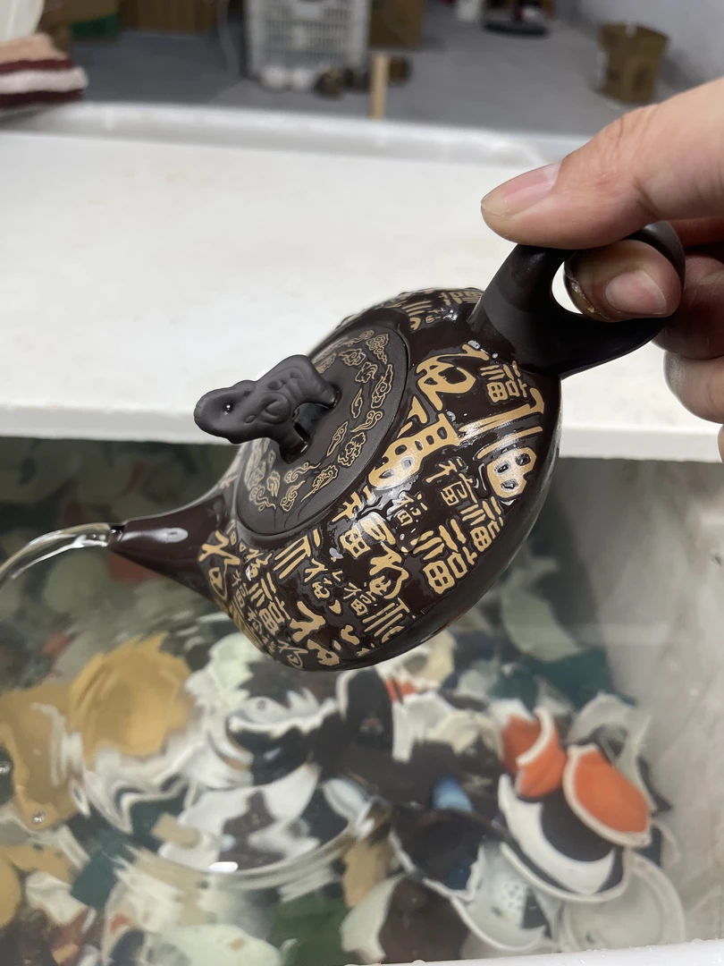 【闪购商品】百福深井老紫泥虚扁壶B