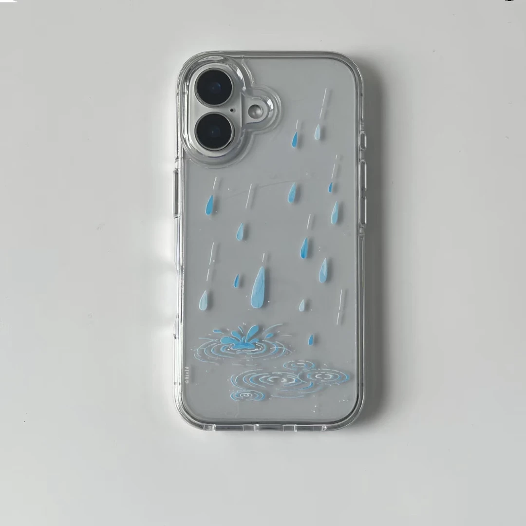 下雨天适用iPhone16简约15Pro手机壳14苹果13大孔12透明11保护套