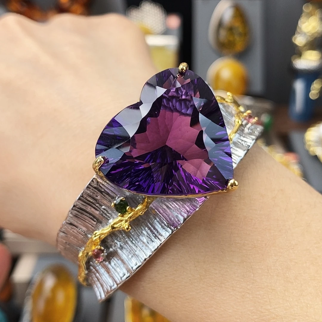 手镯银S925镶嵌水晶