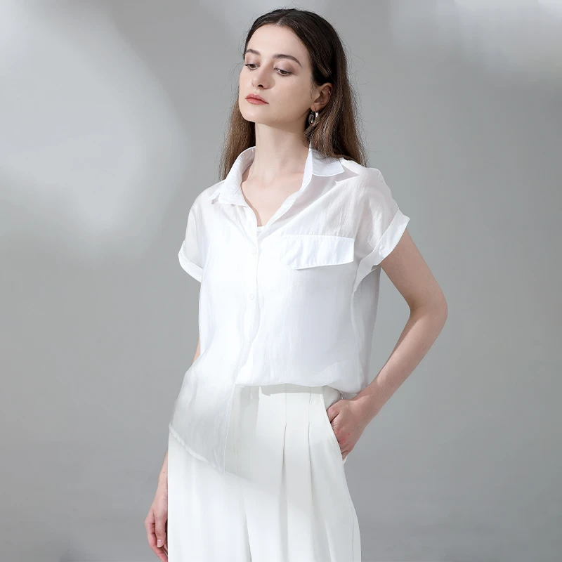 【清货福利】短袖天丝衬衫假口袋