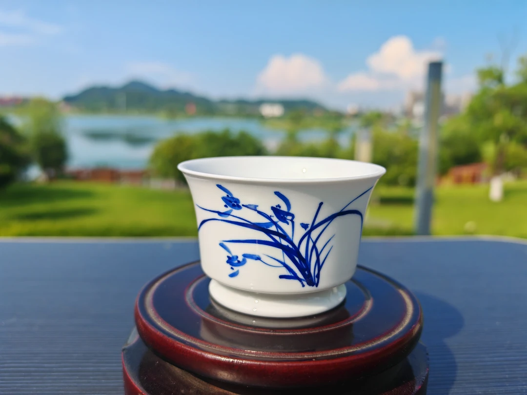 景德镇手绘主人杯随机发货一只复古纯手工釉下彩兰花竹子陶瓷杯子