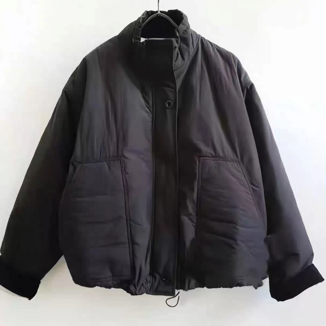 韩国东大门puco百搭立领宽松口袋保暖棉服外套