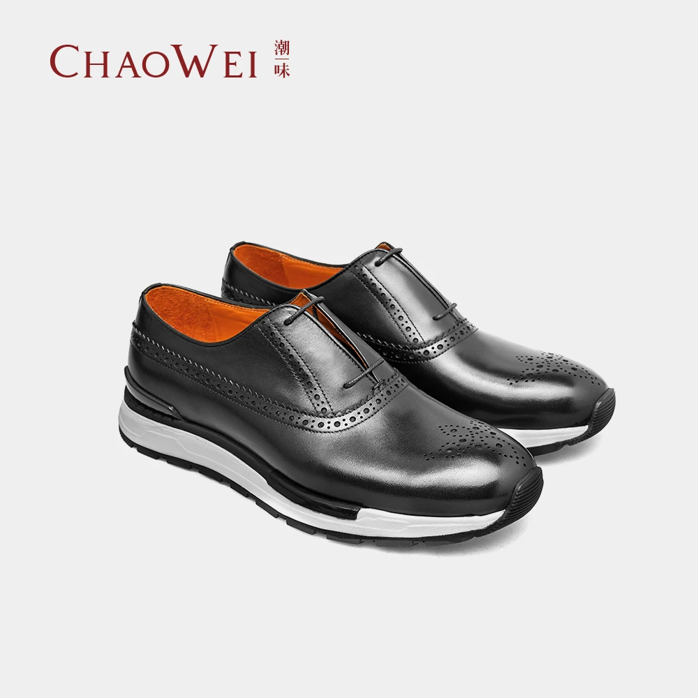 潮味秋季新款sneake休闲鞋真皮商务男鞋通勤鞋皮革运动鞋25BE-K13