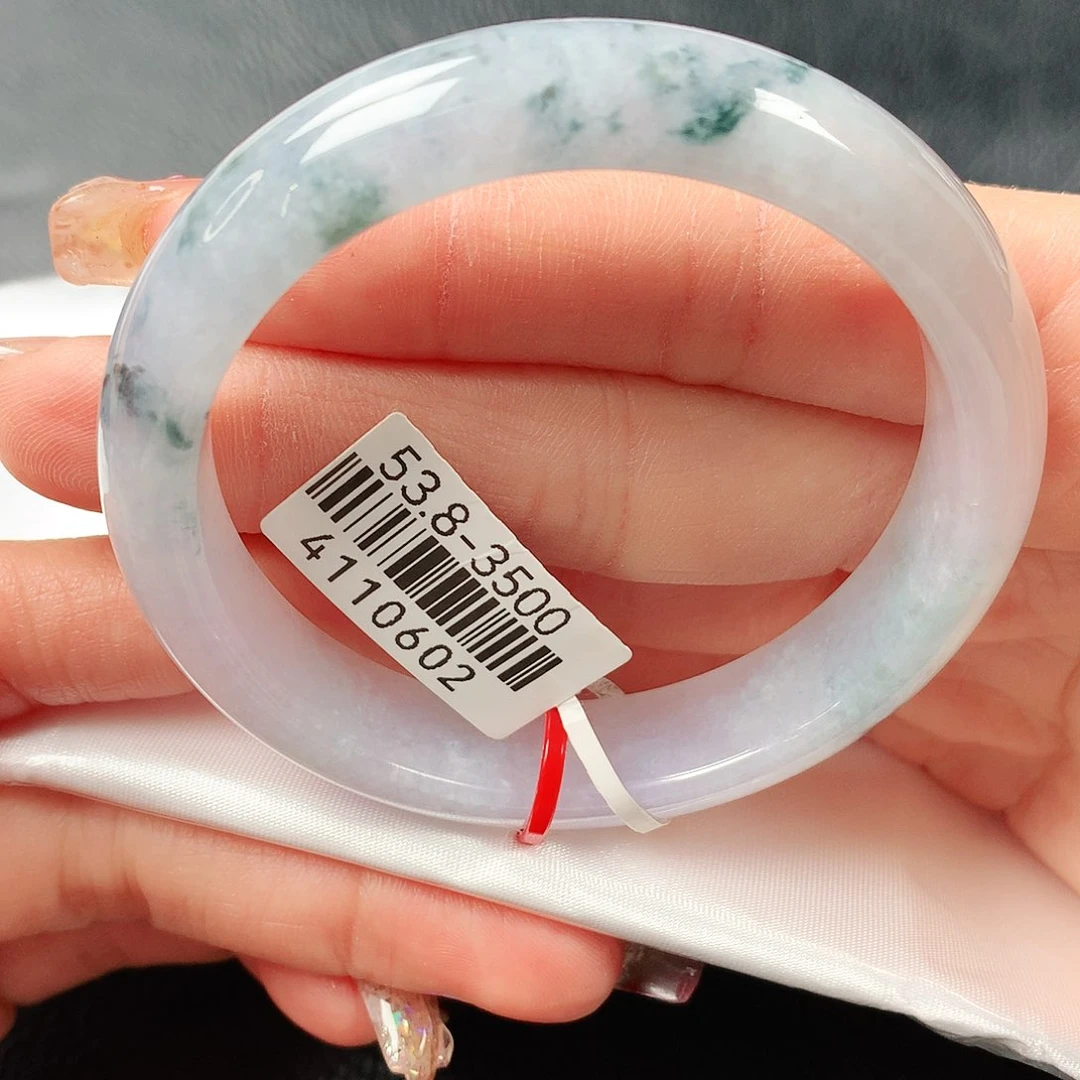 翡翠手镯未镶嵌冰飘乌鸡花正圈53圈口 49号