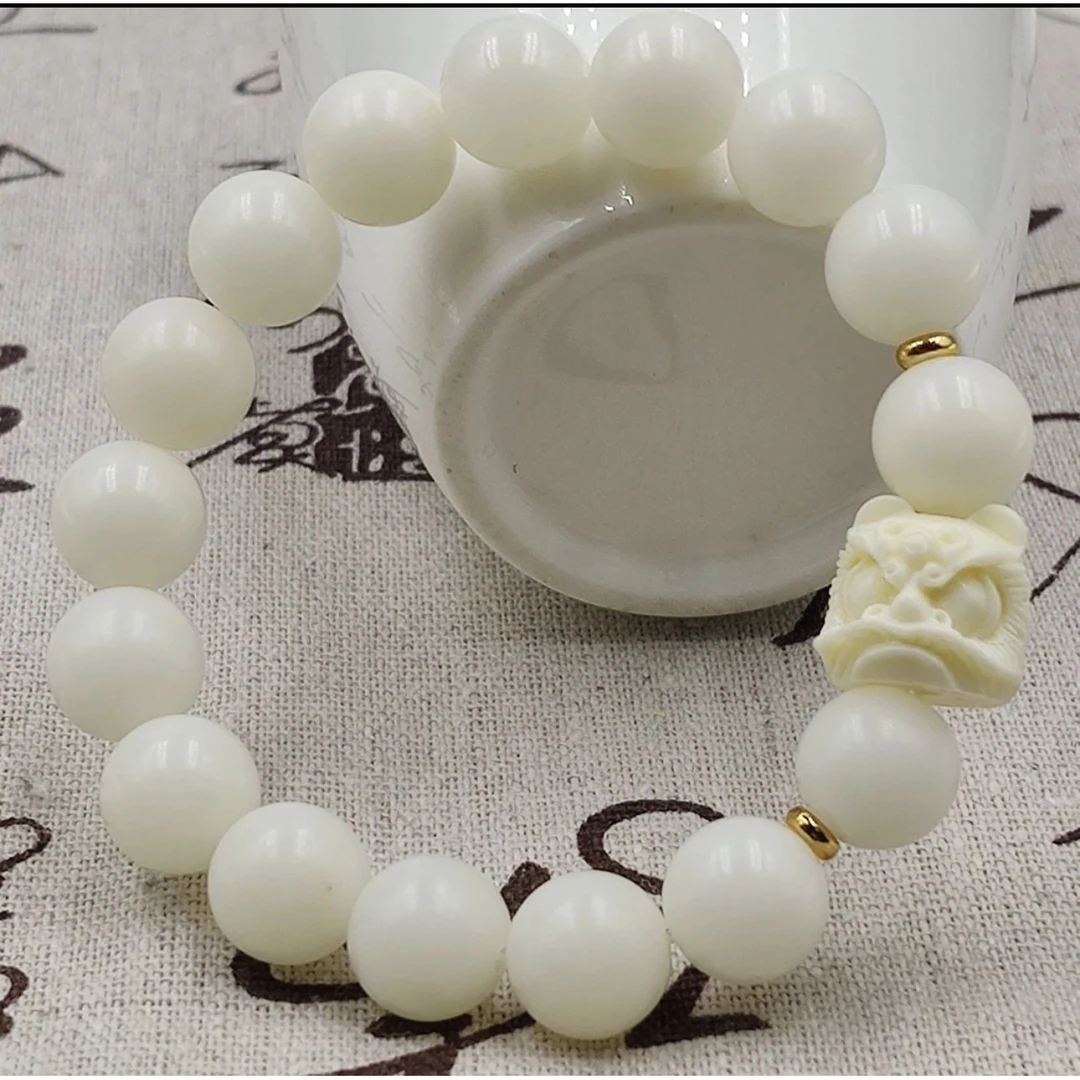 0301醒狮白玉菩提手串 qx0301（无礼盒）