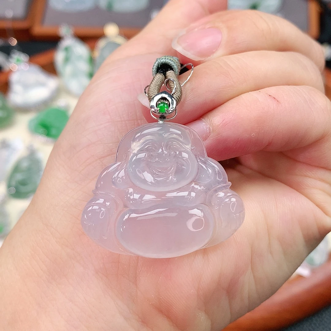 颈饰18K金镶嵌翡翠佛公