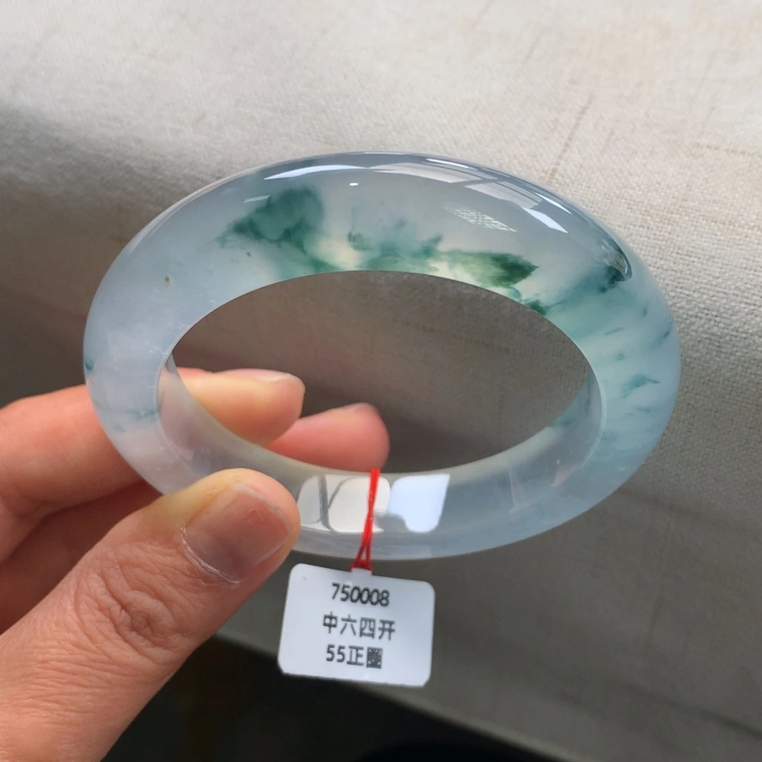 翡翠未镶嵌手镯高冰起钢光水墨丹青性价比【后台询价】