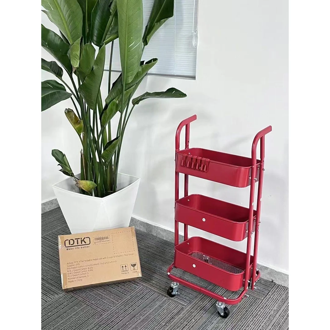 K250985  79x37x29.5cm 三层折叠置物架 家用可移动收纳储物架