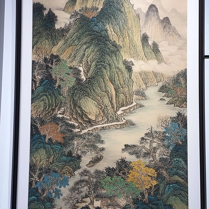 陌***桑国画家在青山绿水间 8平尺不带框