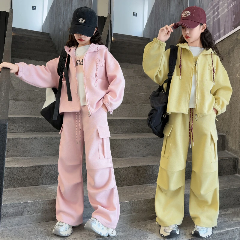 女童春秋运动套装2025新款儿童时髦洋气外套春装女孩大童韩系穿搭